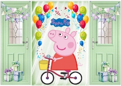 Green Gatefold With Balloons & Peppa Pig (SIX)
