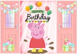 Peach Gatefold With Balloons & Peppa Pig (EIGHT)
