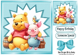 Lovely Pooh Bear With Piglet 8x8 Card Front
