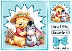 Lovely Pooh Bear With Eeyore 8x8 Card Front
