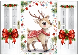 Christmas Gatefold With A Pretty Deer (THREE)