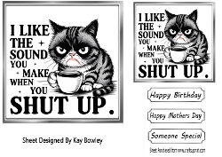 Grumpy Cat With Humour 7X7 Topper/Card Front