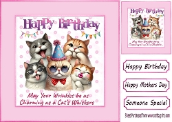 Cats & Friends 8X8 Topper/Card Front Pink Polkadot