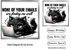 Black Cat With Humour  Laptop 7X7 Topper/Card Front