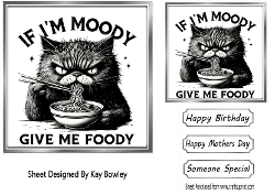 Black Moody Cat With Humour Laptop 7X7 Topper/Card Front