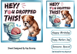 Funny Dog With Humour 7X7 Blue Topper/Card Front