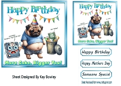 Funny Dog With Humour 7X7 Blue Topper/Card Front (CAPTION)