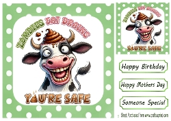 Green 8x8 Polkadot Frame With Cow With Humour (ONE)