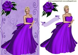 Pretty Lady in Purple Dress with Purple Rose