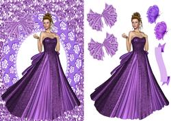 Beautiful Lady in Purple Evening Dress