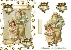 Vintage Santa with Children on a Scroll