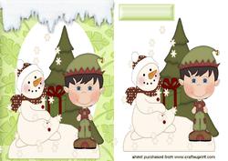 Snowman with Santa's Helper