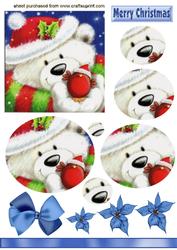 Chrismas Polar Bear with Little Robin, Oval Pyramids