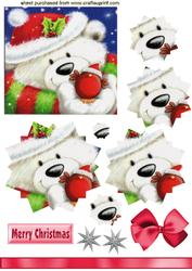 Christmas Polar Bear with Little Robin,star Pyramids