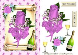 Pink Rose on a Scroll, with Champagne