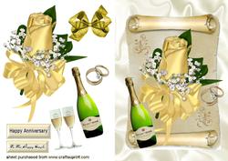 Gold Rose, on a Scroll