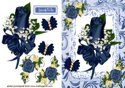 Dark Blue Rose with Flourishes