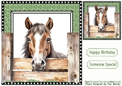 Cheeky Horse Peeking Over Fence 8x8 (TWO)