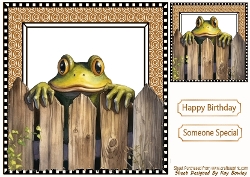 Funny Frog Peeking Over Fence 8x8 (EIGHT)