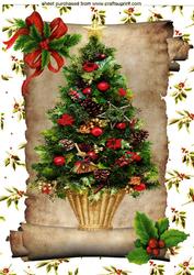 Christmas Tree with Holly on a Scroll A4 Topper