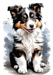 Lovely Black/White Border Collie  Puppy  A4