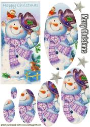 Christmas Snowman with Robin, Oval Pyramids