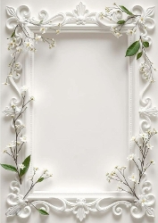 Pretty White Flowers With Scroll A4