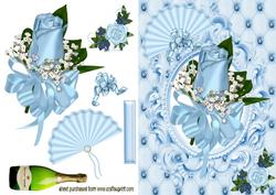 Beautiful Blue Rose & Fan