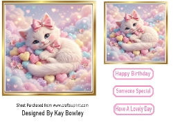 Lovely  Kitten Rainbow Hearts Hearts 7x7
