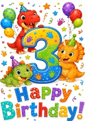 Lovely A4 Birthday Card For Little Boy AGED THREE