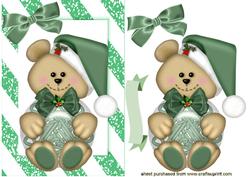 Cute Little Green Bear with Green Bow