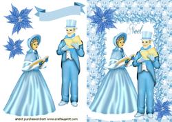 Carol Singers, with Blue Poinsettias