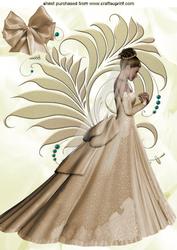 Beautiful Lady in Cream Gown with Veil A4 Topper