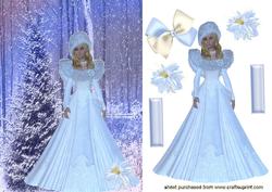 Pretty Lady in White Fur Gown