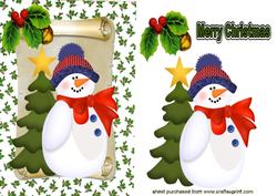 Cheery Snowman on a Scroll