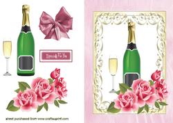 Champagne & Roses in a Ornate Frame
