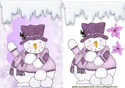 Lovely Snowman in Purple Hat