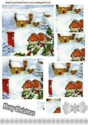 Little Robins in a Snow Scene, Square Pyramids