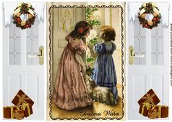 Little Vintage Girls Waiting for Santa, Gatefold