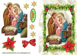 Lovely Nativity Scene, in Holly Frame