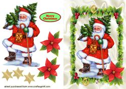 Santa in a Holly Frame