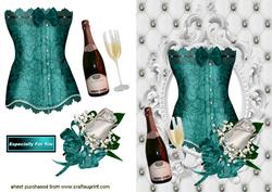 Gorgeous Turquiose Basque with Rose