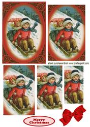 Vintage Children on a Sledge, Pyramids