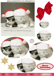 Cute Little Kitties Wearing Santa Hats Oval Pyramids