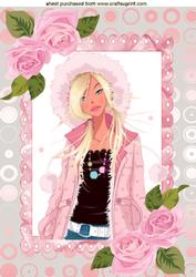 Lovely in Pink, with Pink Roses, A4 Topper
