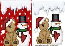 Little Bear with Santa Hat with Snowman