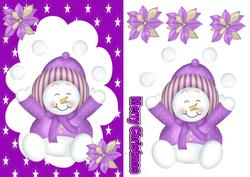 Cute Little Snowman, with Snowballs
