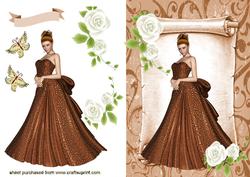 Beautiful Lady on a Scroll with Roses
