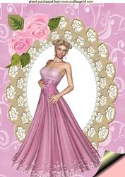 Beautiful Lady in Pink Gown,a4 Topper