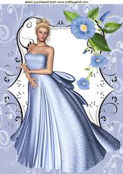 Beautiful Lady in Silver Blue Gown A4 Topper